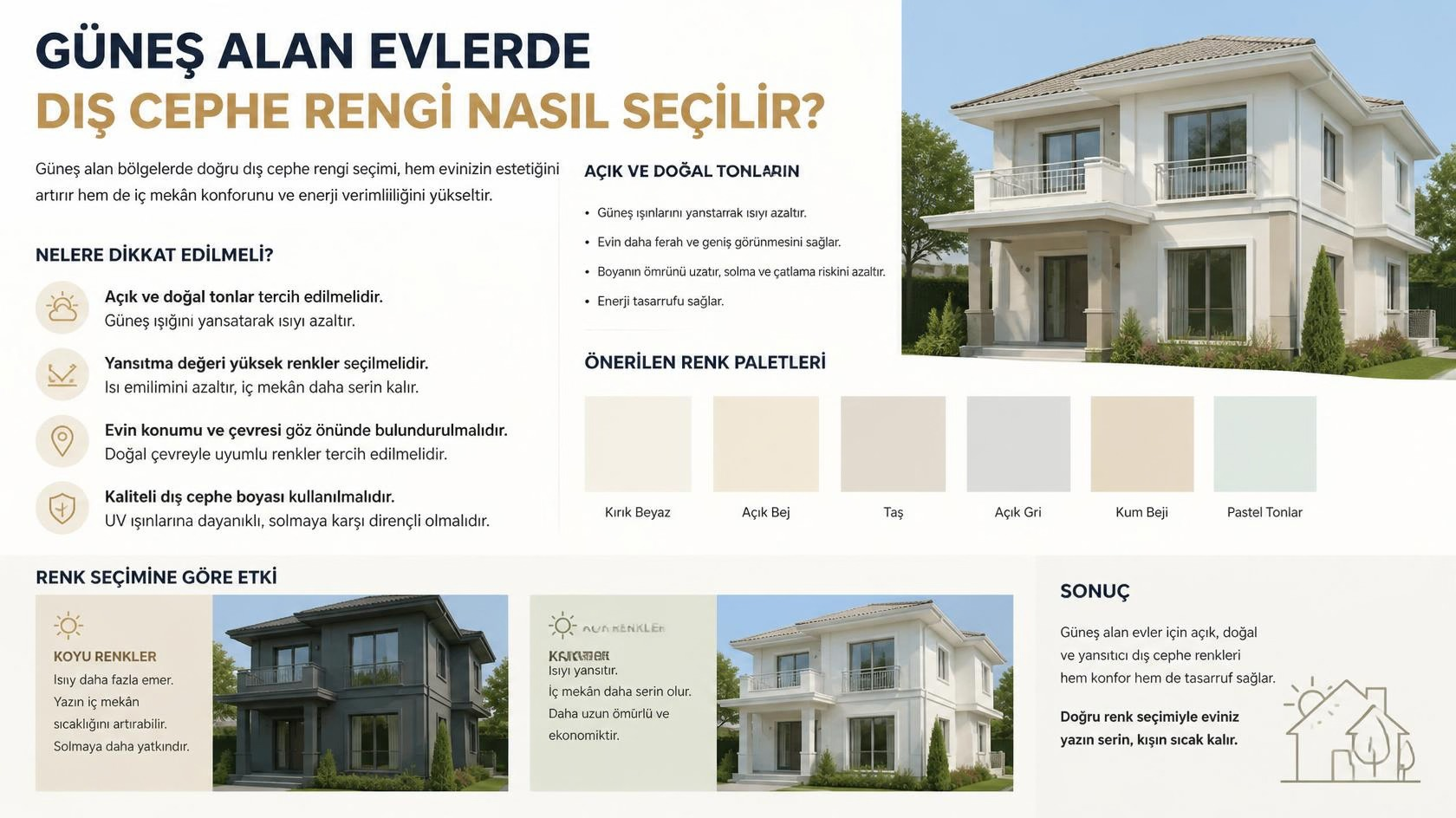Güneş Alan Evlerde Dış Cephe Rengi Nasıl Seçilir?